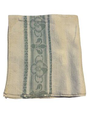 Vintage Fleur de Lis Floral Jacquard Kitchen Towels Blue Cream Cotton 36x20